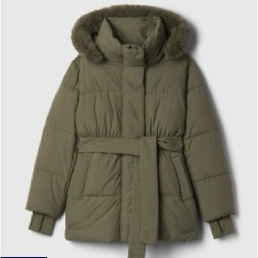 GAP Women's Olive Puffer Coat